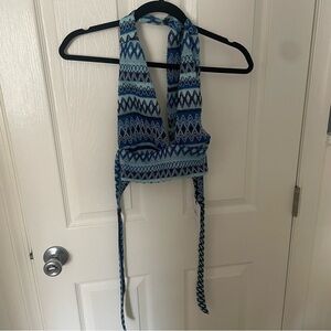 NWT Beach Riot Blue Daydream Chevron Geometric Swimsuit Bikini Top Small
